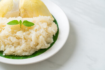 Durian sticky rice on plate