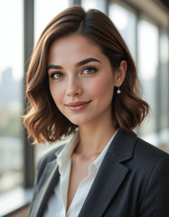 Fototapeta premium Professional Portrait of a Confident Businesswoman in a Modern Office Setting