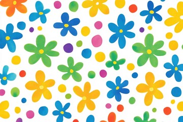 Colorful Floral Pattern with Dots, Ideal for Backgrounds and Design Projects