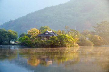 Fototapeta premium 밀양시 위양지의 가을 풍경