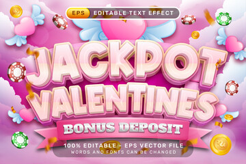 Fototapeta premium jackpot valentines day 3d text effect and editable text effect