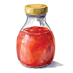 Ketchup watercolor clipart illustration