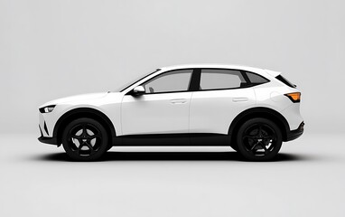 suv car 3d rendering white mockup on a white background, side view