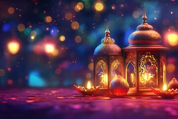 Obraz premium Illuminated Traditional Lanterns for Ramadan Celebration