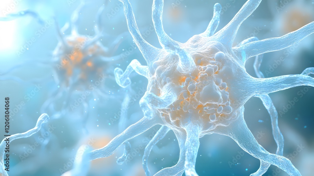 Poster microscopic view of cellular structures and processes