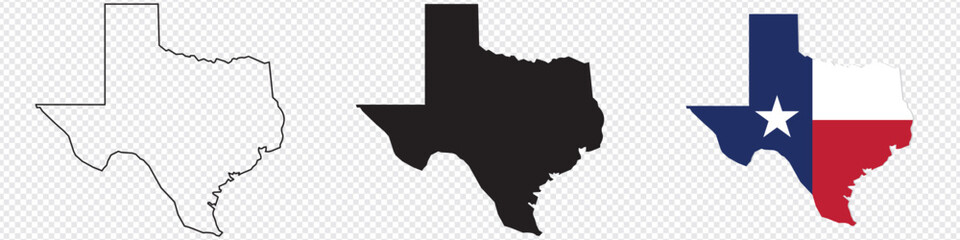 Texas map icons set. Texas map icon. Texas symbol.State Border , United States , US America, scribble sketch Texas map, isolated on transparent background, used for mobile phone, app.