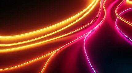 Neon flowing wavy lines on black background