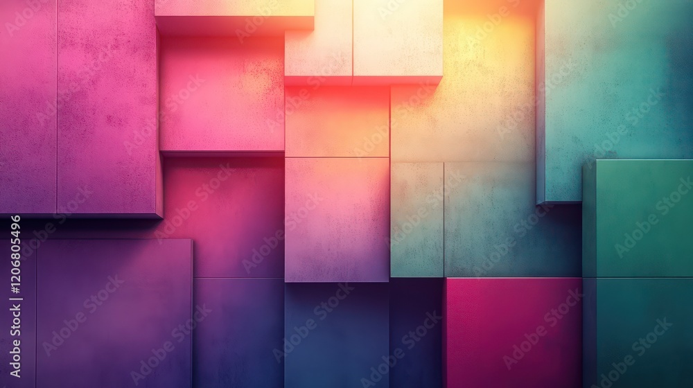 Poster abstract colorful geometric composition: a vivid display of interlocking shapes and hues
