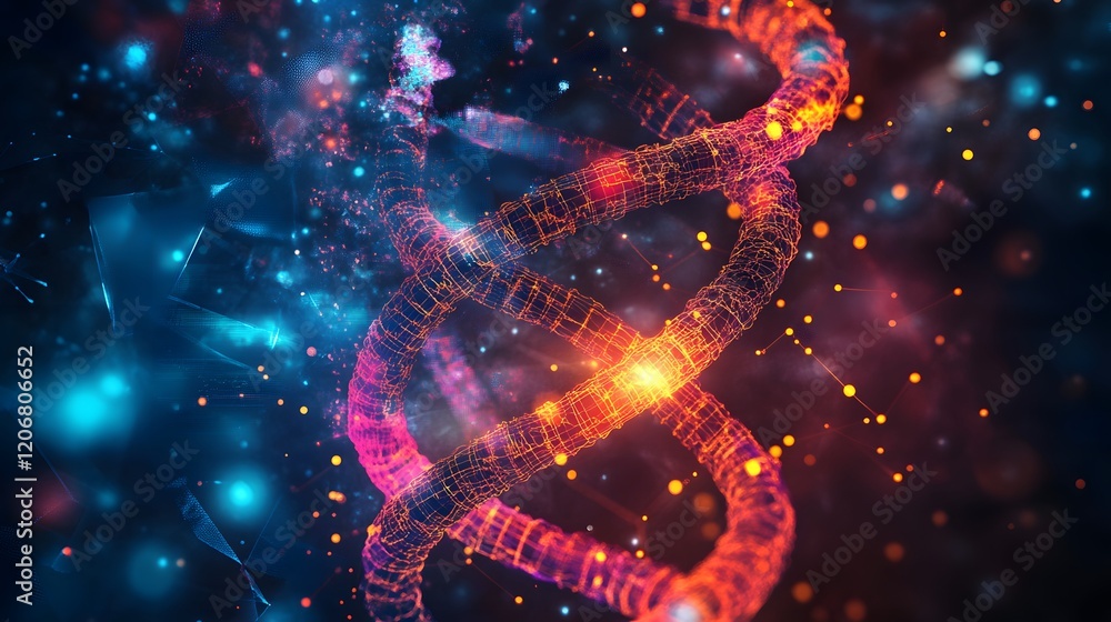 Poster abstract digital representation of a dna helix