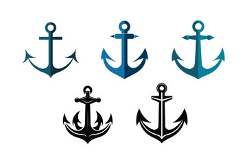 Five anchor icons are displayed in two rows with different colors and styles on a white background