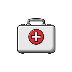 Fototapeta premium A cheerful illustration of a first aid kit with a red cross, perfect for representing emergency preparedness, healthcare, safety awareness, and medical-relat