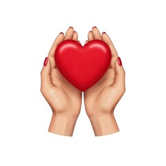 Obraz premium A pair of feminine hands gently cradling a large, vibrant red heart, symbolizing love, care, and compassion. perfect for Valentine's Day, Mother's Day, or any occasion that celebrates lov