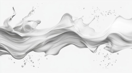 Abstract white-grey water waves with soft ripples and splashes under the sunlight. Perfect for clean beauty, micellar toner, or moisturizer branding.