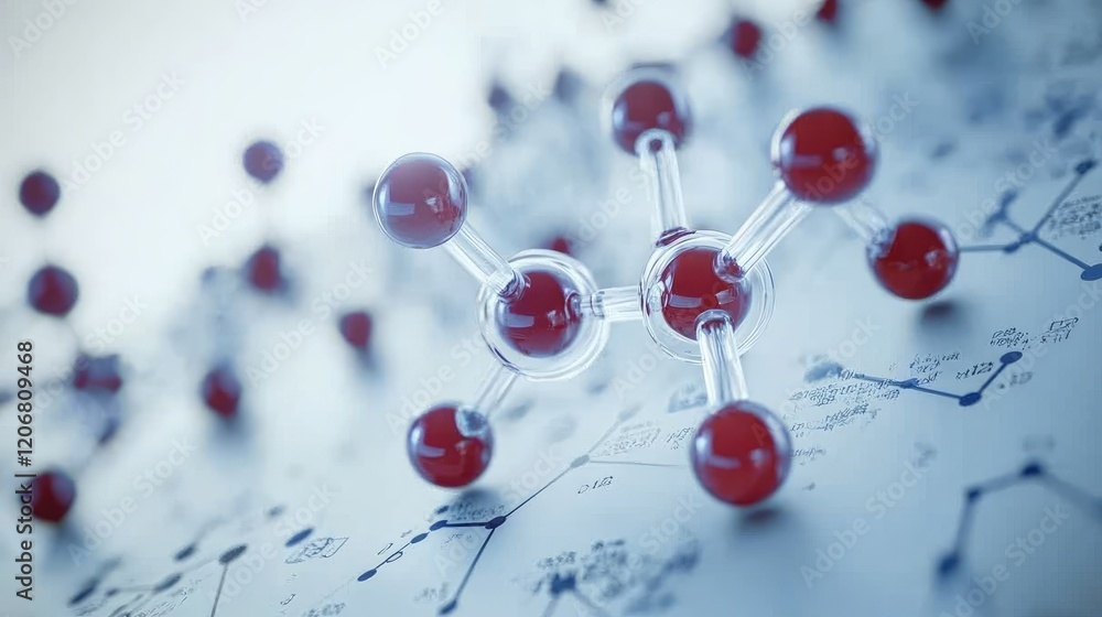 Poster Background featuring a molecular structure with DNA and graph elements, showcasing the advanced science of biotechnology and molecular research.