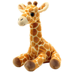 Cute Stuffed Giraffe Toy isolated on transparent background