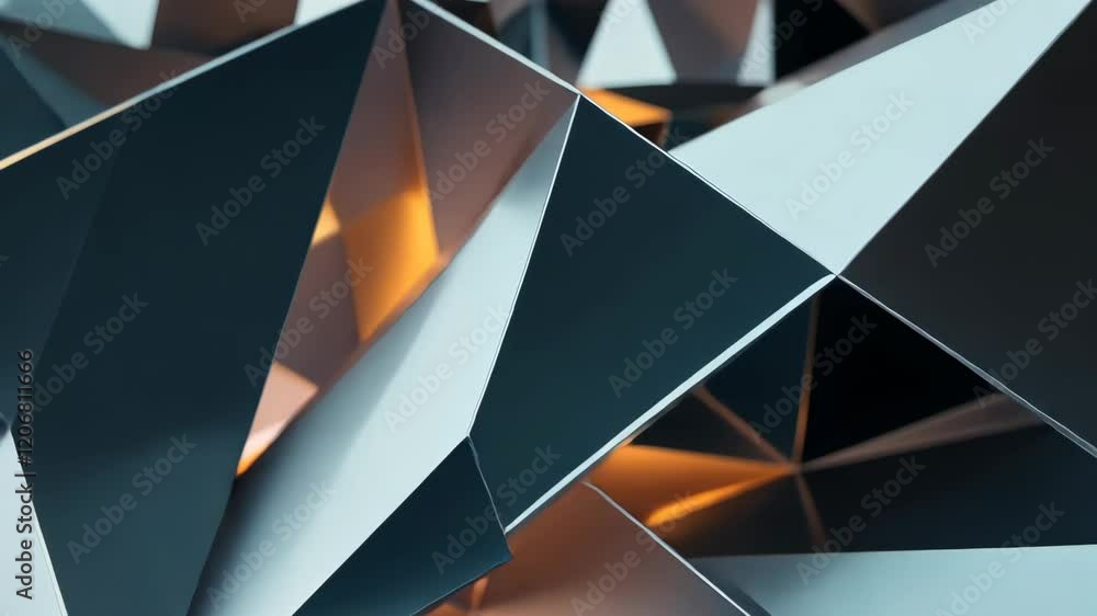Aufkleber dynamic abstract origami shapes with glowing light transitions in motion