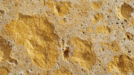 Close-up of a rough golden concrete wall, highlighting the unique, textured pattern for use in abstract design and luxurious backgrounds