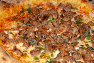 Italian Gourmet Pizza with Basil and Fine Cheeses