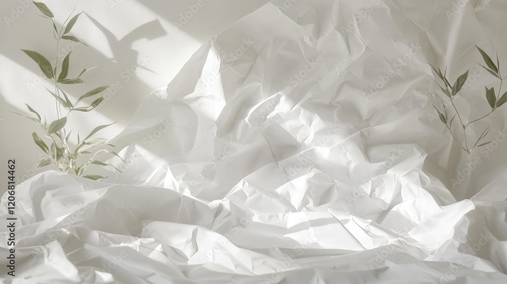 Poster crumpled white paper texture with a blank, wrinkled poster. ideal for showcasing design templates, t