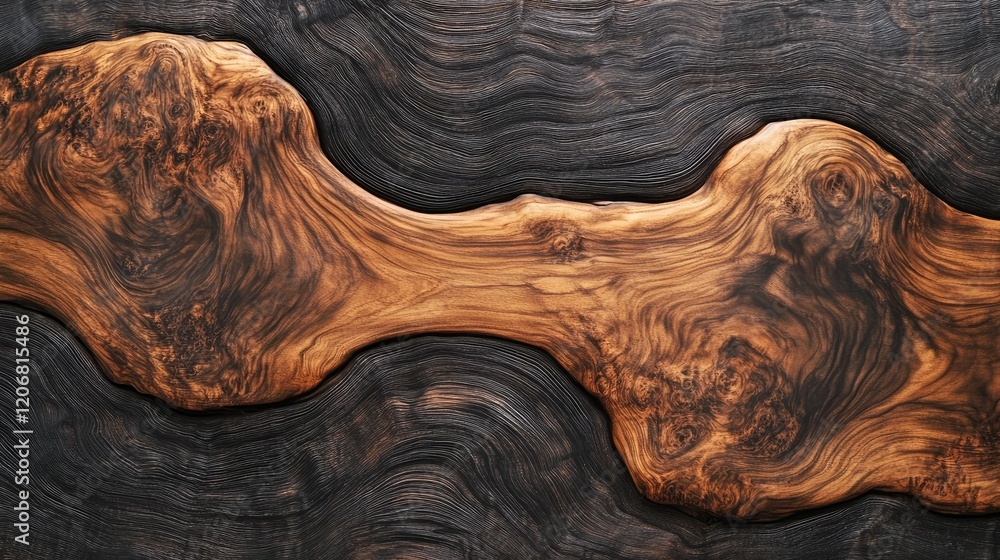 Poster detailed texture of black wood panel from a natural tree, offering a beautiful, dark pattern with an