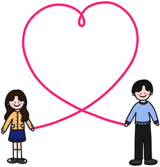 기념일 커플 라인 하트 일러스트(love day couple line heart illustration)