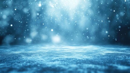 Empty blue room with a gradient blue background and abstract blue effects. Perfect for concepts related to Christmas, Valentine's Day, and New Year celebrations.