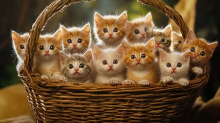 Fototapeta premium Adorable Kittens in a Basket