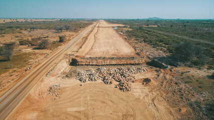 Aerial View of Road Construction Site