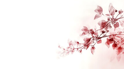 Delicate Red Branch With Blossoms And Leaves