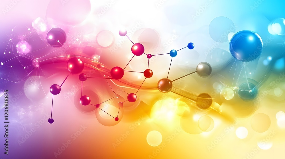 Poster abstract molecular structure colorful background design
