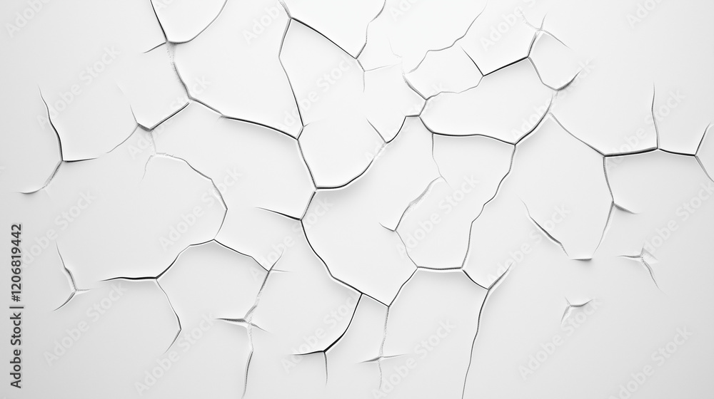 Poster cracked surface abstract: a close-up abstract image featuring a white surface with intricate, fine c