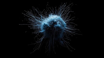 Abstract blue cosmic explosion, dark background, science fiction, for design