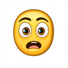 Cartoon shocked emoji face with wide eyes and a surprised expression, conveying disbelief or astonishment in a cheerful and engaging manner for digital communication contexts