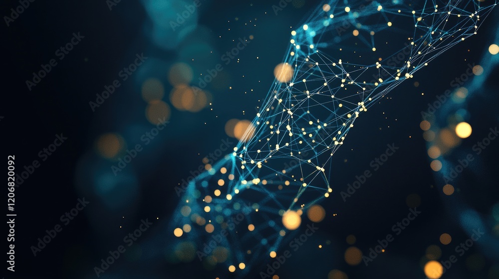 Aufkleber Molecular structure with DNA strands and graphical elements in a biotechnology context. Perfect for visuals related to genetics, research, and biotech innovation.