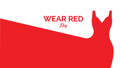February is National Wear Red Day. Vector template Design for banner, greeting card, poster, prints, social media post ,flyer , T shirt with background.