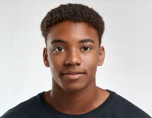 Obraz premium Portrait of African Teenager with Defined Defined Defined Textured Braids on White Background