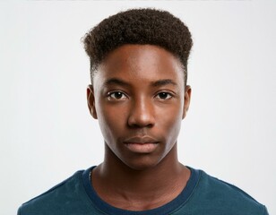 Obraz premium Studio Portrait of African Teenager with Defined Defined Defined Defined Tight Braids and Curls on White Background