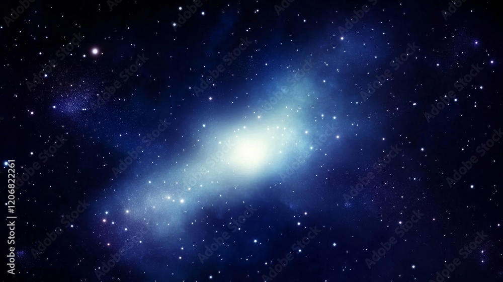 Poster stunning view of galaxy in deep space filled with stars, cosmic dust and bright nebula creating a me