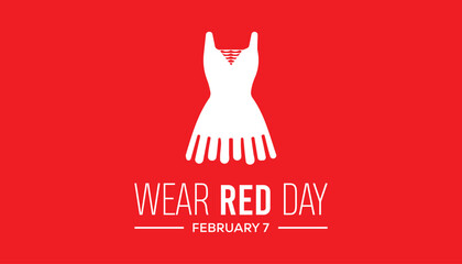 February is National Wear Red Day. Vector template Design for banner, greeting card, poster, prints, social media post ,flyer , T shirt with background.