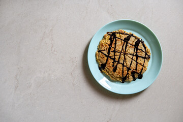 Homemade Banana Pancake with Chocolate topping 