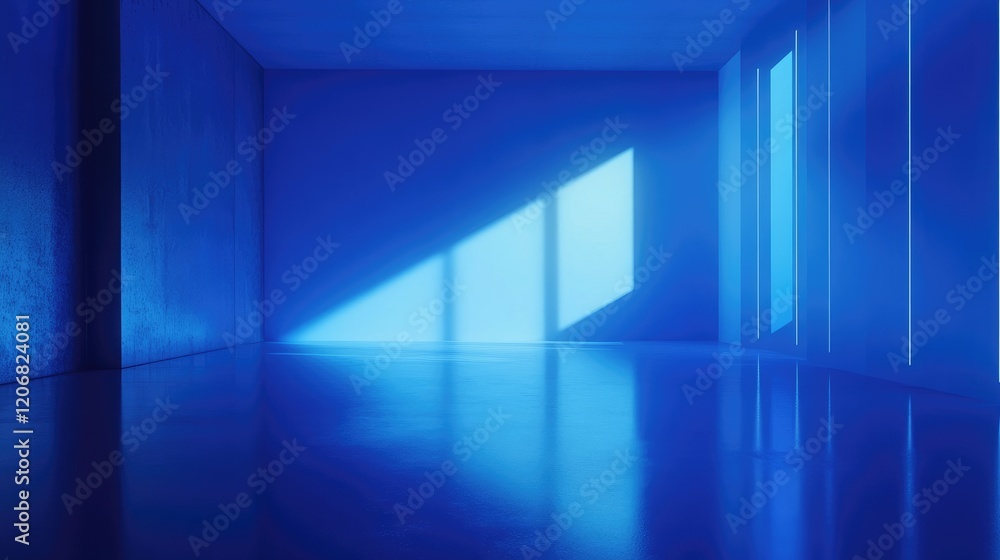 Poster Simple empty blue room with a gradient blue background and abstract visual effects, ideal for use in seasonal marketing and celebration concepts like Christmas and New Year.