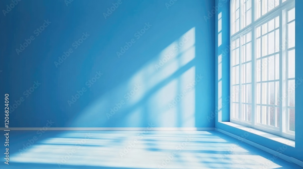 Poster Simple empty blue room with a gradient blue background and abstract visual effects, ideal for use in seasonal marketing and celebration concepts like Christmas and New Year.