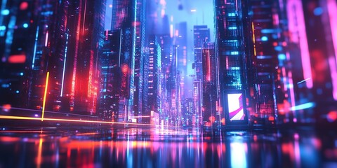 Fototapeta premium Glowing iPad Displays Financial Charts: Abstract Marketing Background for Shopping Festival. Dynamic Curves, Blue-Purple Light Streams, Transparent Architecture, Snowy Mountains, and Geometric Shapes 