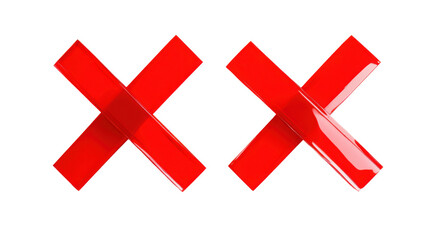 Two red cross mark isolated on white background 