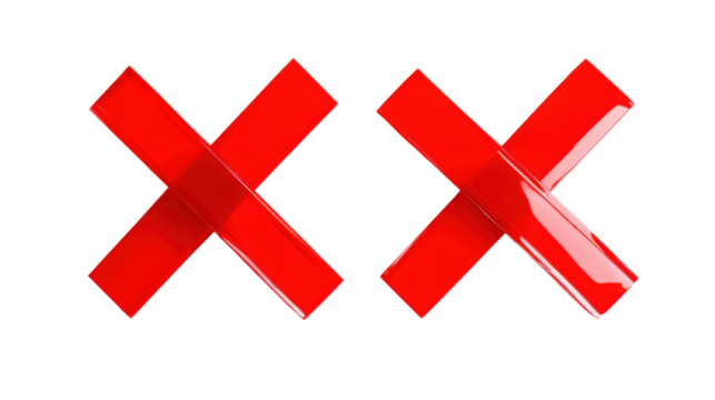 Two red cross mark isolated on white background 