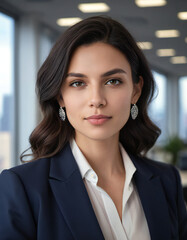 Fototapeta premium Professional Portrait of a Confident Businesswoman in a Modern Office Setting
