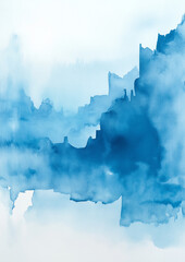 Obraz premium Light blue watercolor background with soft sky-blue and white tones, featuring hand-painted details and delicate brushstrokes, evoking naturalistic landscapes and bright skies, perfect for high-resolu