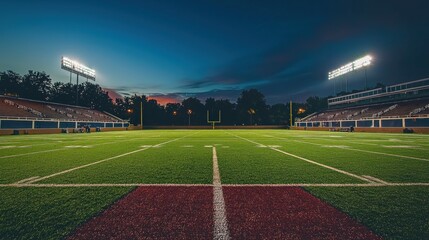 Night Football Stadium: A Majestic View of an Illuminated Field
