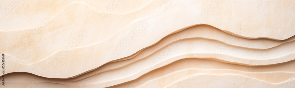 Poster creamy wave texture: abstract image featuring elegant, flowing waves in creamy beige tones, creating