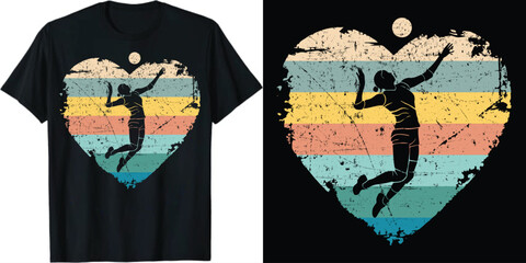 retro vintage Volleyball t shirt design, Volleyball t shirt design, outdoor t-shirt design, retro heart shirts
